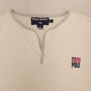 Polo Sport Casual Button Collar Short Sleeve T Shirt Mens Size Large L White